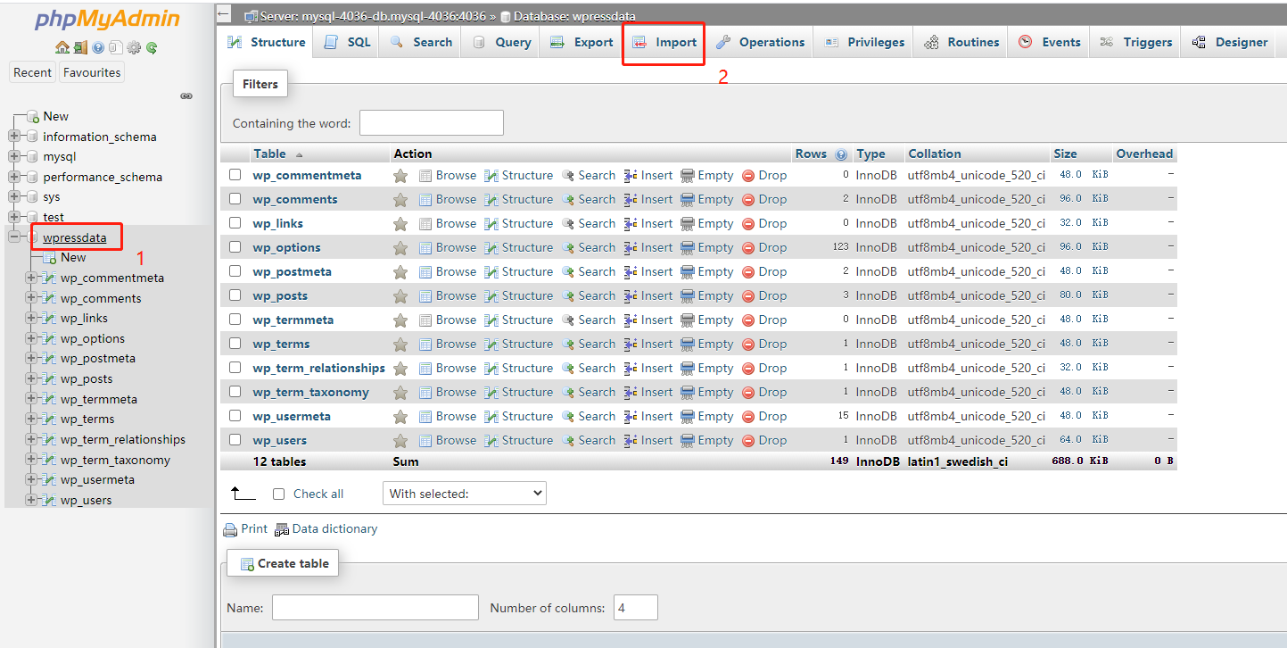 Import a backup